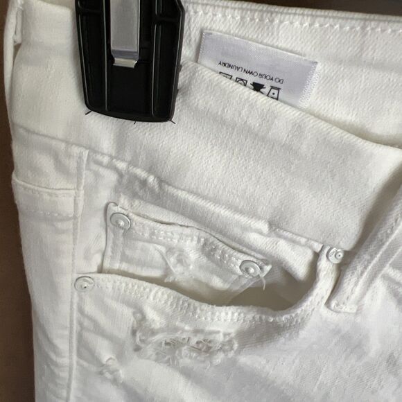 Mother Jeans The Looker Stayin Rowdy Size 25x29 Women White Stretch Distressed - Picture 7 of 14